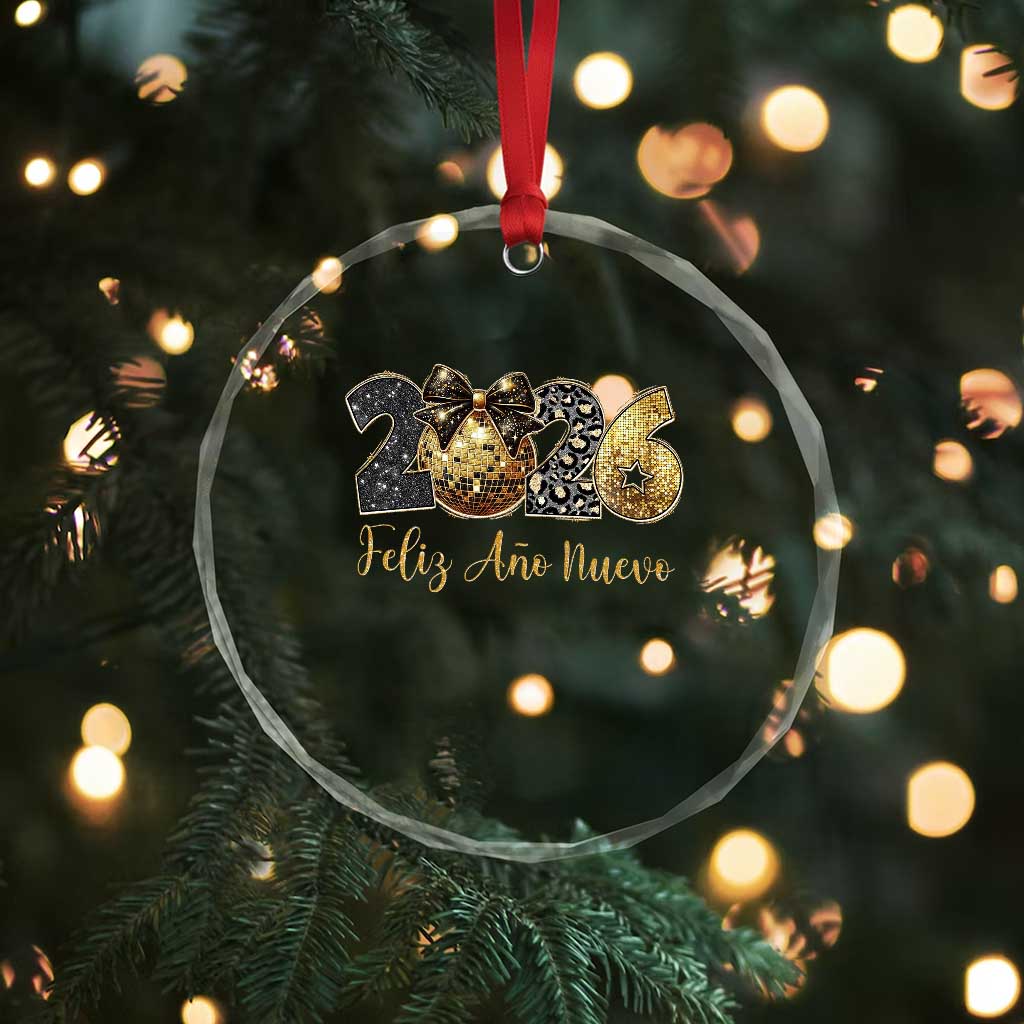 Spanish New Year 2026 Crystal Glass Ornament Feliz Ano Nuevo NYE Party Disco Ball - Wonder Print Shop