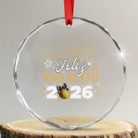 Spanish New Year 2026 Crystal Glass Ornament Feliz Ano Nuevo NYE Party Faux Glitter Effect Printed - Wonder Print Shop