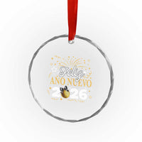 Spanish New Year 2026 Crystal Glass Ornament Feliz Ano Nuevo NYE Party Faux Glitter Effect Printed - Wonder Print Shop