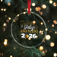 Spanish New Year 2026 Crystal Glass Ornament Feliz Ano Nuevo NYE Party Faux Glitter Effect Printed - Wonder Print Shop