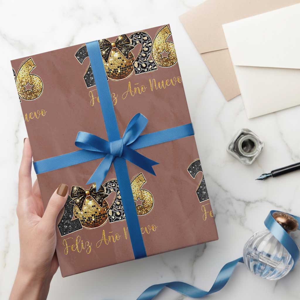 Spanish New Year 2026 Wrapping Paper Roll Feliz Ano Nuevo NYE Party Disco Ball - Wonder Print Shop