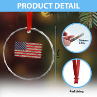 Spanish Pledge of Allegiance USA Flag Vintage Patriotic Graphic Crystal Glass Ornament American Patriot Promesa de Lealtad