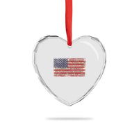 Spanish Pledge of Allegiance USA Flag Vintage Patriotic Graphic Heart Crystal Glass Ornament American Patriot Promesa de Lealtad