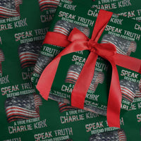 Speak Truth Defend Freedom A True Patriot Charlie Kirk Wrapping Paper Roll Vintage American Flag - Wonder Print Shop