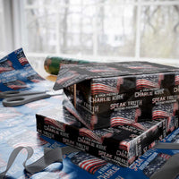 Speak Truth Defend Freedom A True Patriot Charlie Kirk Wrapping Paper Roll Vintage American Flag - Wonder Print Shop