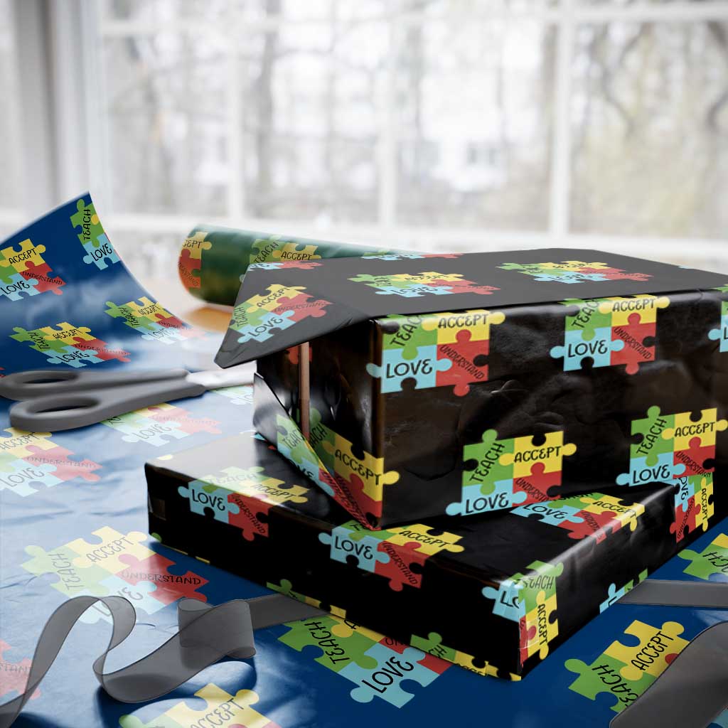 Special Ed Educator Autism Support Wrapping Paper Roll Teach Accept Understand Love