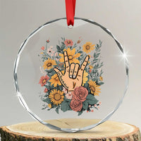 Special Education Crystal Glass Ornament Sign Language ASL Love Needs No Words - Wonder Print Shop