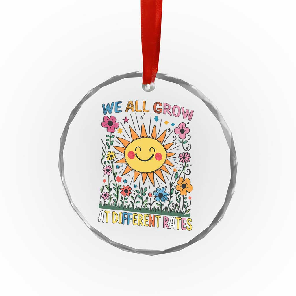 Special Education Crystal Glass Ornament We All Grow At Different Rates Inspirational Inclusion Sped Teacher - Wonder Print Shop
