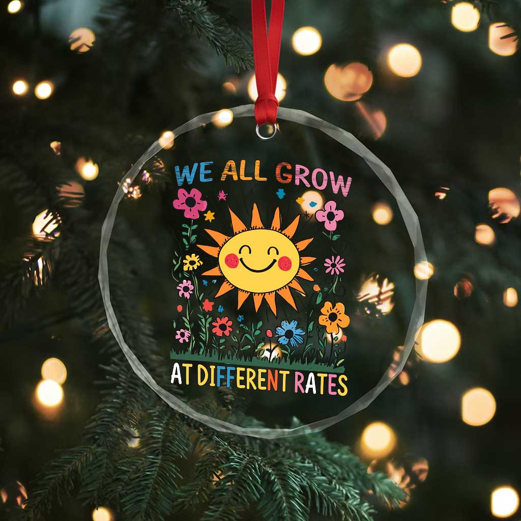 Special Education Crystal Glass Ornament We All Grow At Different Rates Inspirational Inclusion Sped Teacher - Wonder Print Shop
