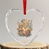 Special Education Heart Crystal Glass Ornament Sign Language ASL Love Needs No Words - Wonder Print Shop