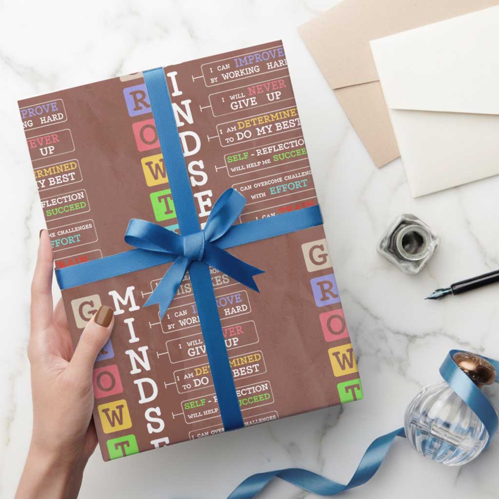 Special Education Wrapping Paper Roll Growth Mindset Positive Inspiration - Wonder Print Shop