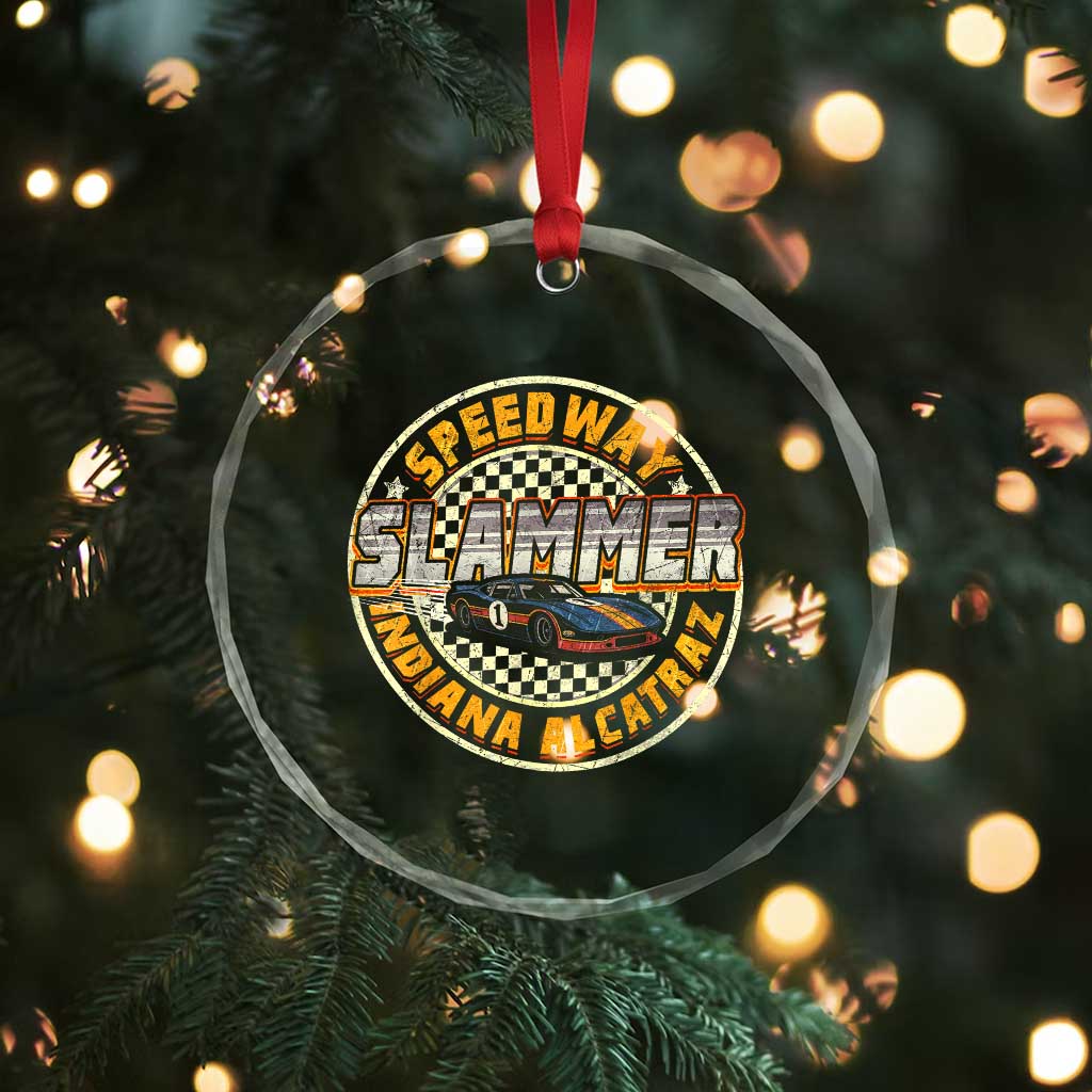 Speedway Slammer 2025 Crystal Glass Ornament Indiana Alcatraz Retro Vintage Racing Graphic TS02