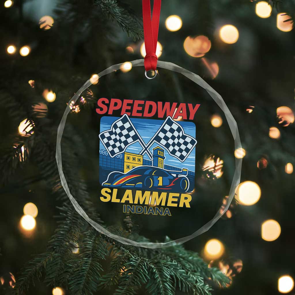 Speedway Slammer 2025 Crystal Glass Ornament Indiana Alcatraz Vintage Racing Graphic TS02