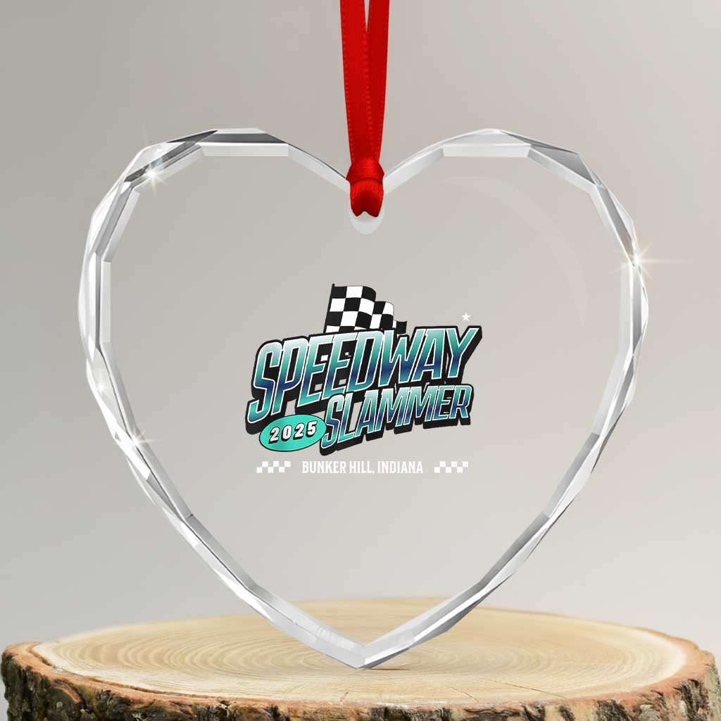 Speedway Slammer 2025 Heart Crystal Glass Ornament Bunker Hill Indiana - Wonder Print Shop