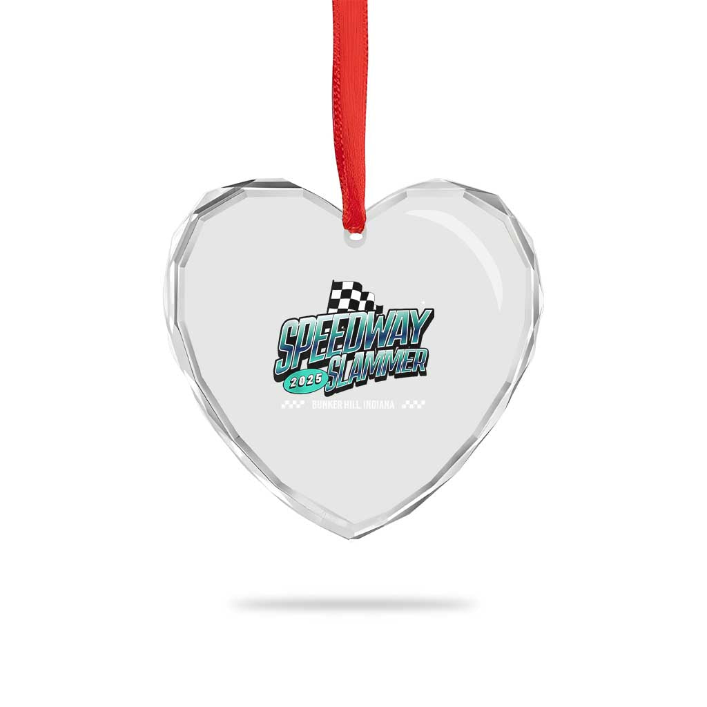 Speedway Slammer 2025 Heart Crystal Glass Ornament Bunker Hill Indiana - Wonder Print Shop