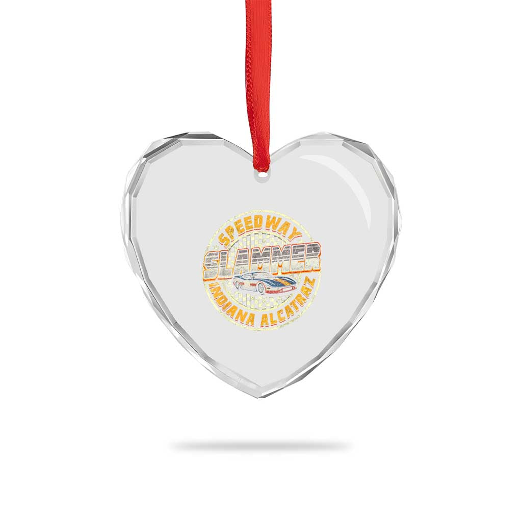 Speedway Slammer 2025 Heart Crystal Glass Ornament Indiana Alcatraz Retro Vintage Racing Graphic - Wonder Print Shop