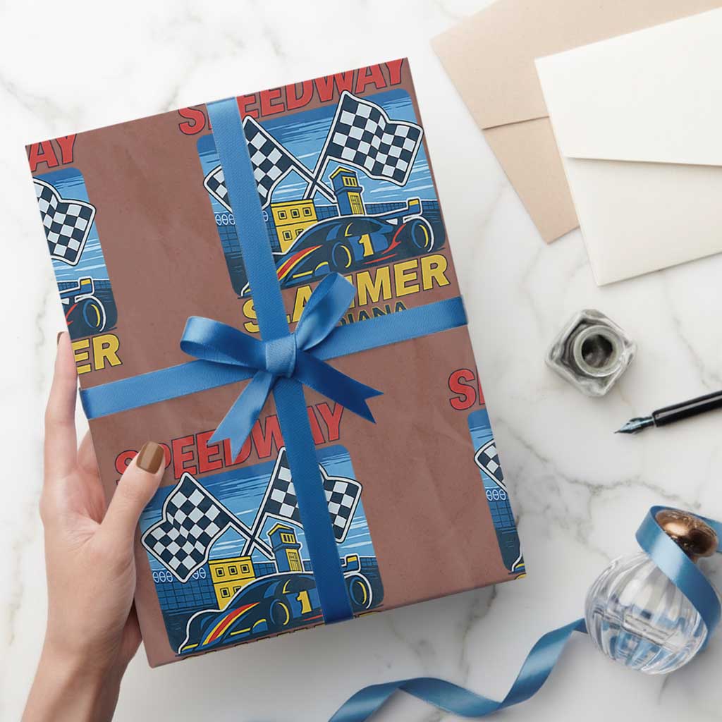 Speedway Slammer 2025 Wrapping Paper Roll Indiana Alcatraz Vintage Racing Graphic - Wonder Print Shop