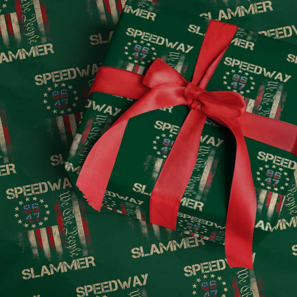 Speedway Slammer 2025 Wrapping Paper Roll We The People Patriotic Distressed American Flag - Wonder Print Shop