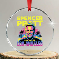 Spencer Pratt for Mayor Los Angeles Synthwave Graphic Crystal Glass Ornament Retro Neon California Supporter