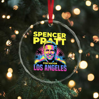 Spencer Pratt for Mayor Los Angeles Synthwave Graphic Crystal Glass Ornament Retro Neon California Supporter