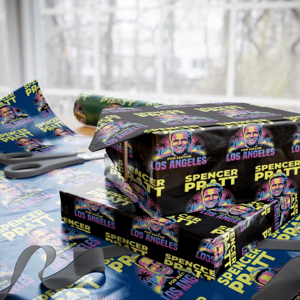 Spencer Pratt for Mayor Los Angeles Synthwave Graphic Wrapping Paper Roll Retro Neon California Supporter