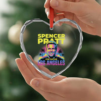 Spencer Pratt for Mayor Los Angeles Synthwave Graphic Heart Crystal Glass Ornament Retro Neon California Supporter