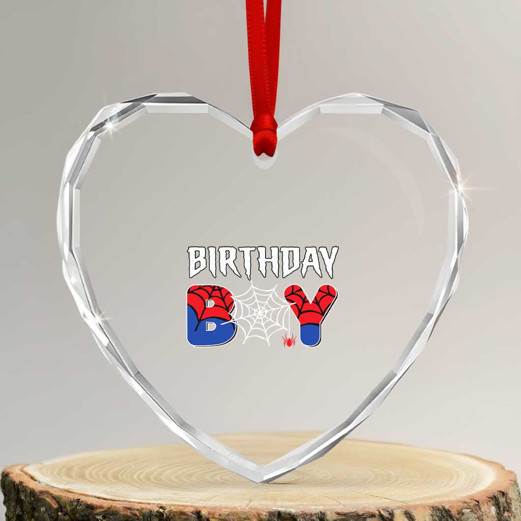 Spider Birthday Boy Heart Crystal Glass Ornament Bday Spiders Party - Wonder Print Shop