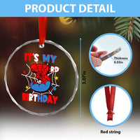 Spider Birthday Crystal Glass Ornament It's My 3rd Bday Party 3 Years Old Boy TS02
