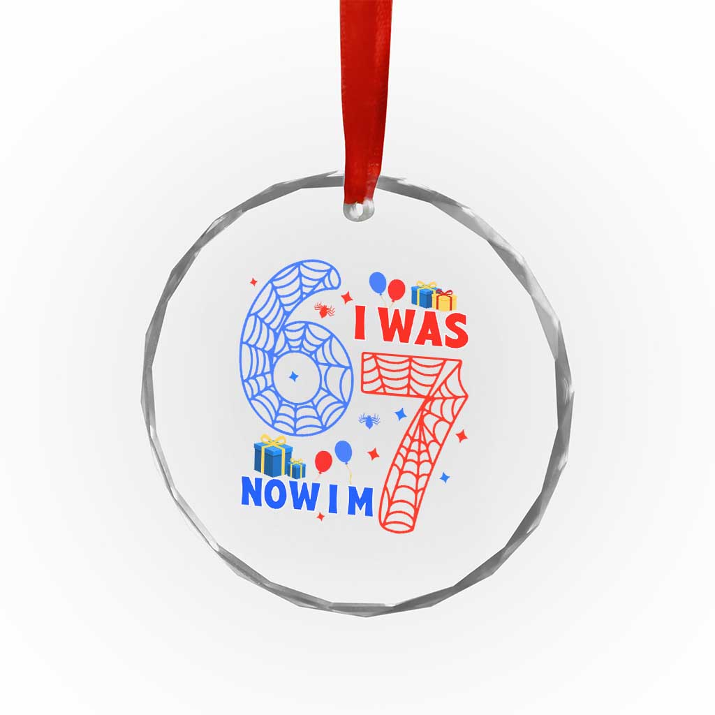 Spider Boy I Was 6 Now I Am 7 Crystal Glass Ornament Seventh Birthday Gift - Wonder Print Shop