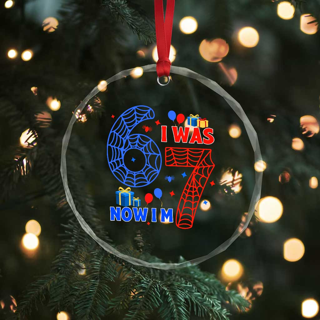 Spider Boy I Was 6 Now I Am 7 Crystal Glass Ornament Seventh Birthday Gift - Wonder Print Shop