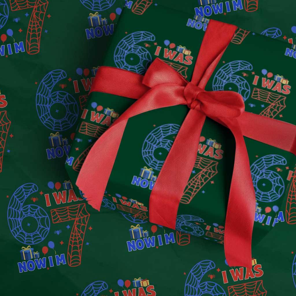 Spider Boy I Was 6 Now I Am 7 Wrapping Paper Roll Seventh Birthday Gift - Wonder Print Shop