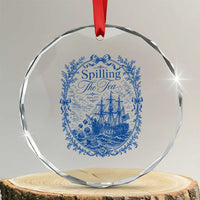Spilling The Tea Since 1773 Boston Tea Party Crystal Glass Ornament Funny Historical Toile Graphic American History Humor