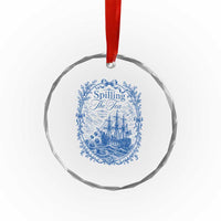 Spilling The Tea Since 1773 Boston Tea Party Crystal Glass Ornament Funny Historical Toile Graphic American History Humor