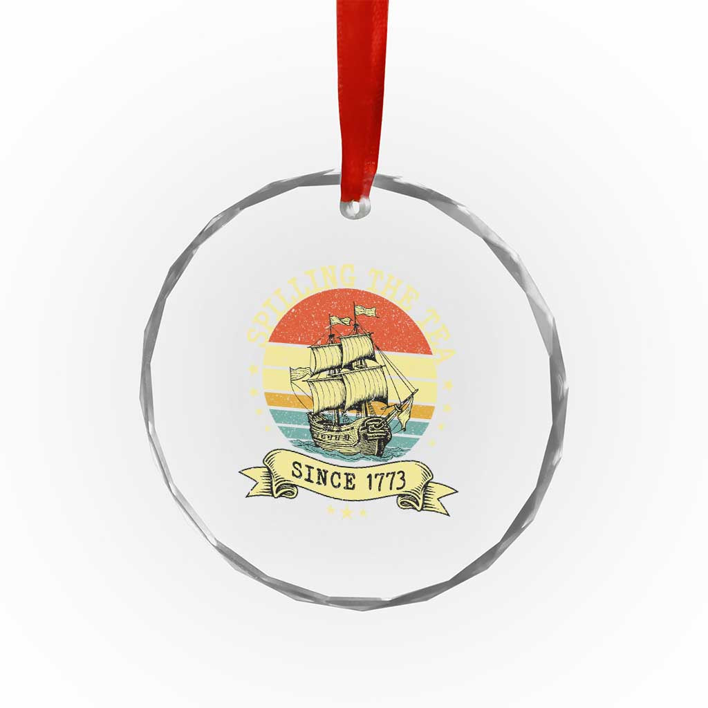 Spilling The Tea Since 1773 Crystal Glass Ornament Retro Sunset Boston Tea Party History