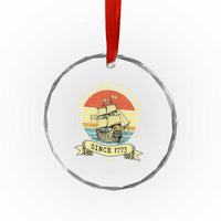Spilling The Tea Since 1773 Crystal Glass Ornament Retro Sunset Boston Tea Party History