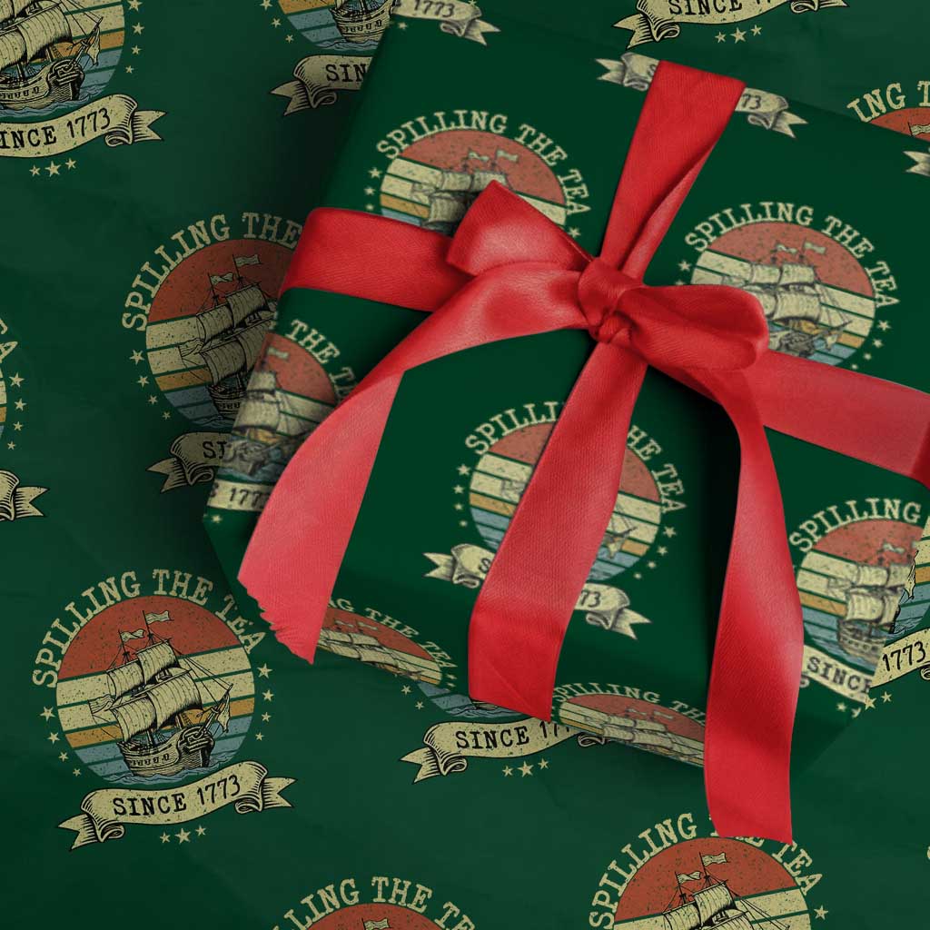 Spilling The Tea Since 1773 Wrapping Paper Roll Retro Sunset Boston Tea Party History