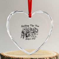 Spilling The Tea Since 1773 Heart Crystal Glass Ornament Boston Tea Party Vintage Historical Sketch Graphic