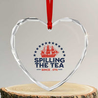 Spilling The Tea Since 1773 Heart Crystal Glass Ornament Patriotic Nautical Stars American History