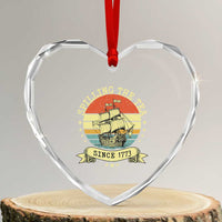 Spilling The Tea Since 1773 Heart Crystal Glass Ornament Retro Sunset Boston Tea Party History