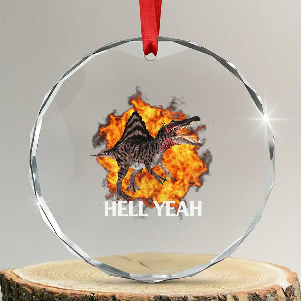 Spinosaurus Racha Explosion Hell Yeah Crystal Glass Ornament Dinosaur Shrieks Meme Funny Prehistoric Fire Blast - Wonder Print Shop