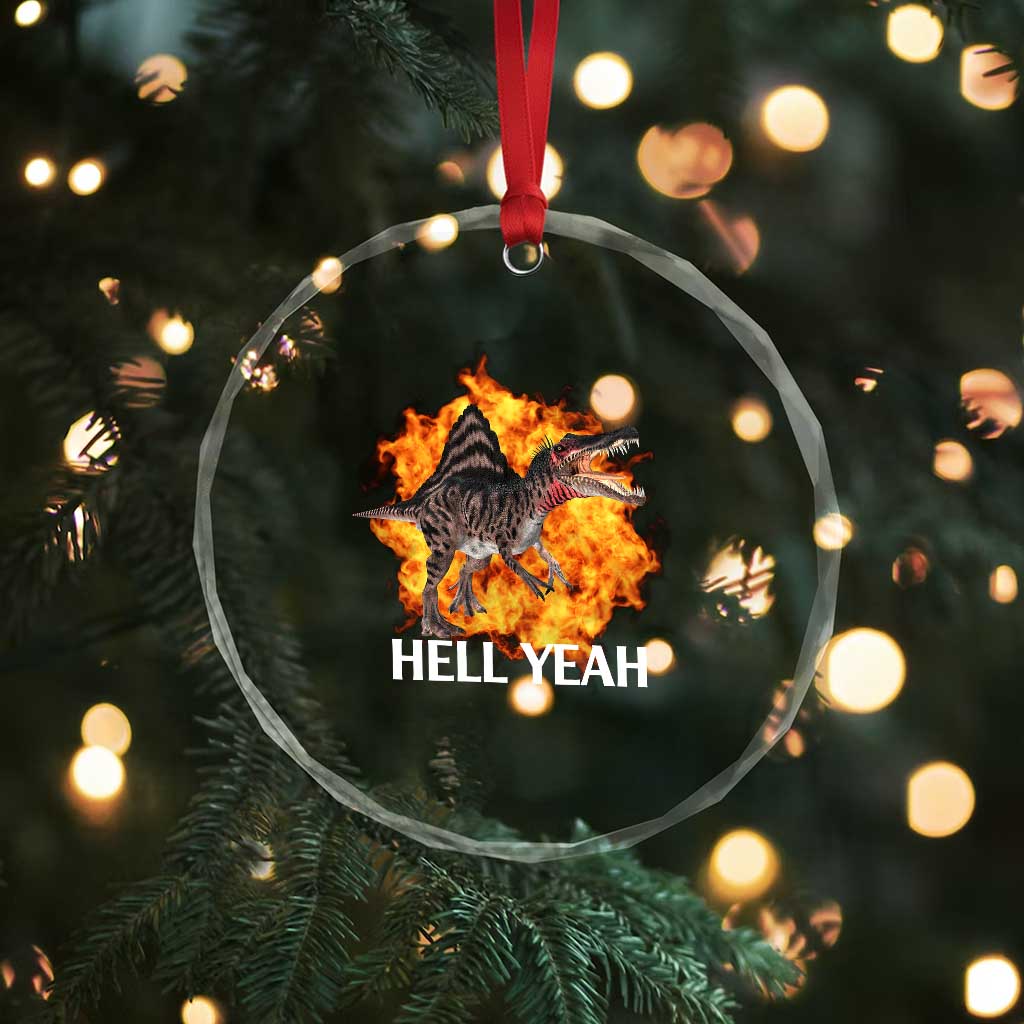 Spinosaurus Racha Explosion Hell Yeah Crystal Glass Ornament Dinosaur Shrieks Meme Funny Prehistoric Fire Blast - Wonder Print Shop