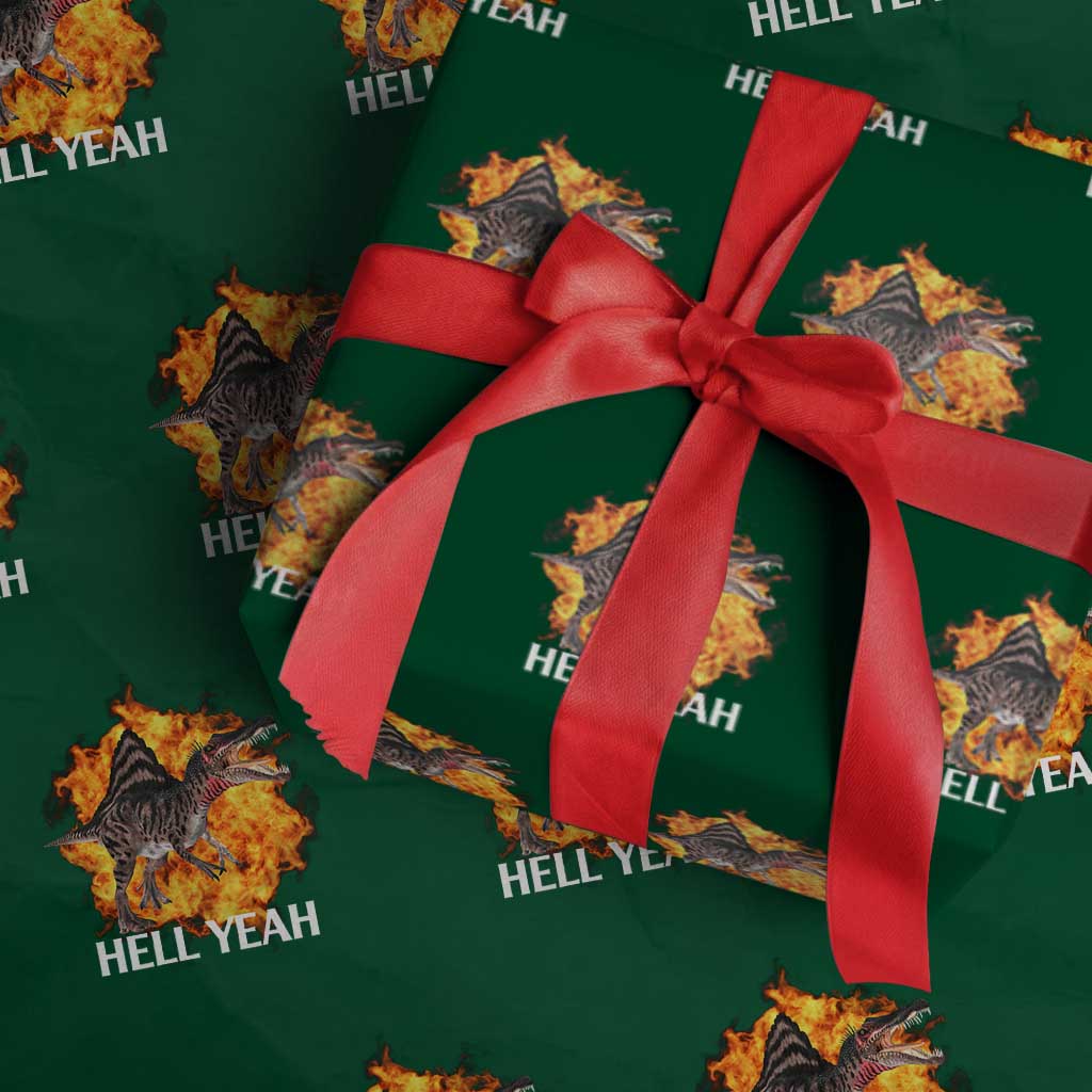 Spinosaurus Racha Explosion Hell Yeah Wrapping Paper Roll Dinosaur Shrieks Meme Funny Prehistoric Fire Blast - Wonder Print Shop