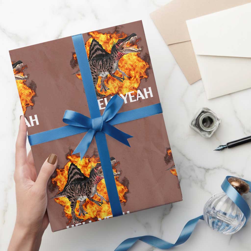 Spinosaurus Racha Explosion Hell Yeah Wrapping Paper Roll Dinosaur Shrieks Meme Funny Prehistoric Fire Blast - Wonder Print Shop