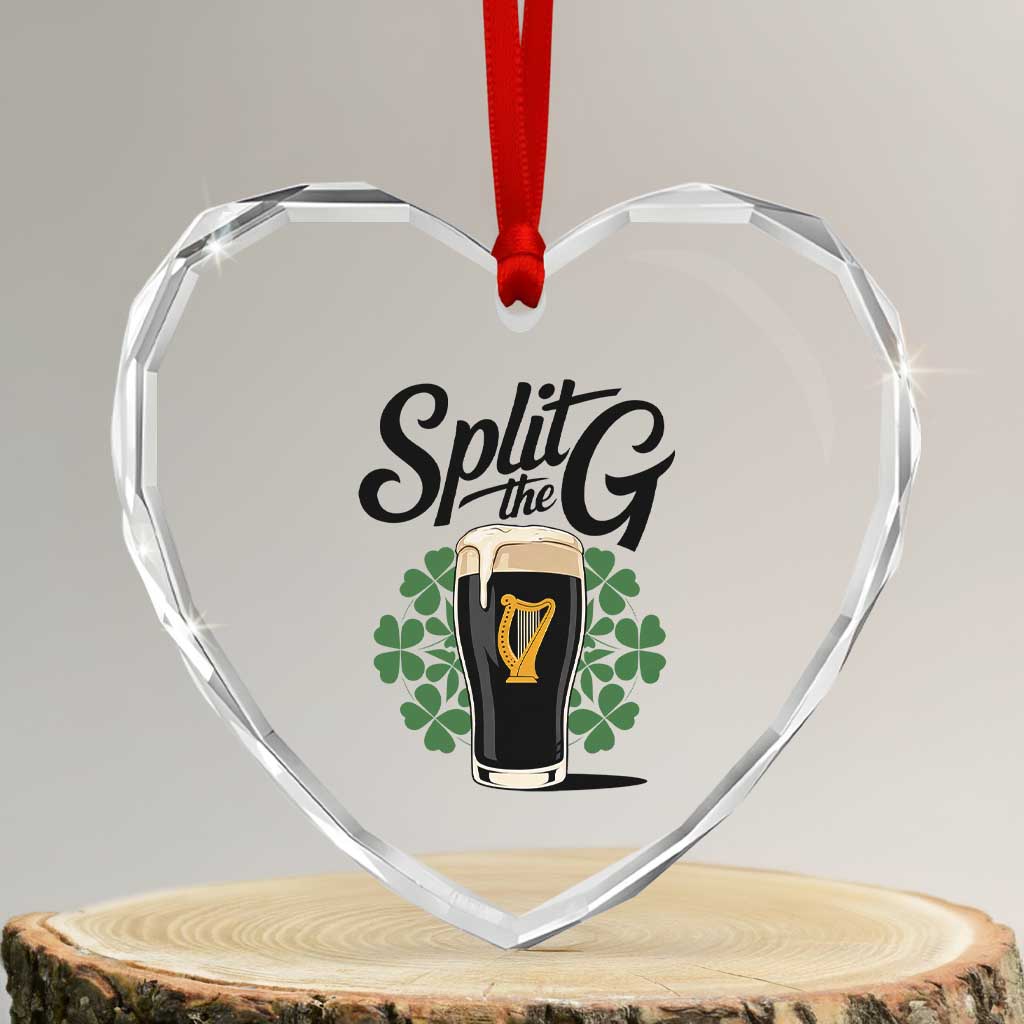 Split the G Funny Irish Drinking Heart Crystal Glass Ornament St. Patrick’s Day Stout Beer Lovers Pub Crawls