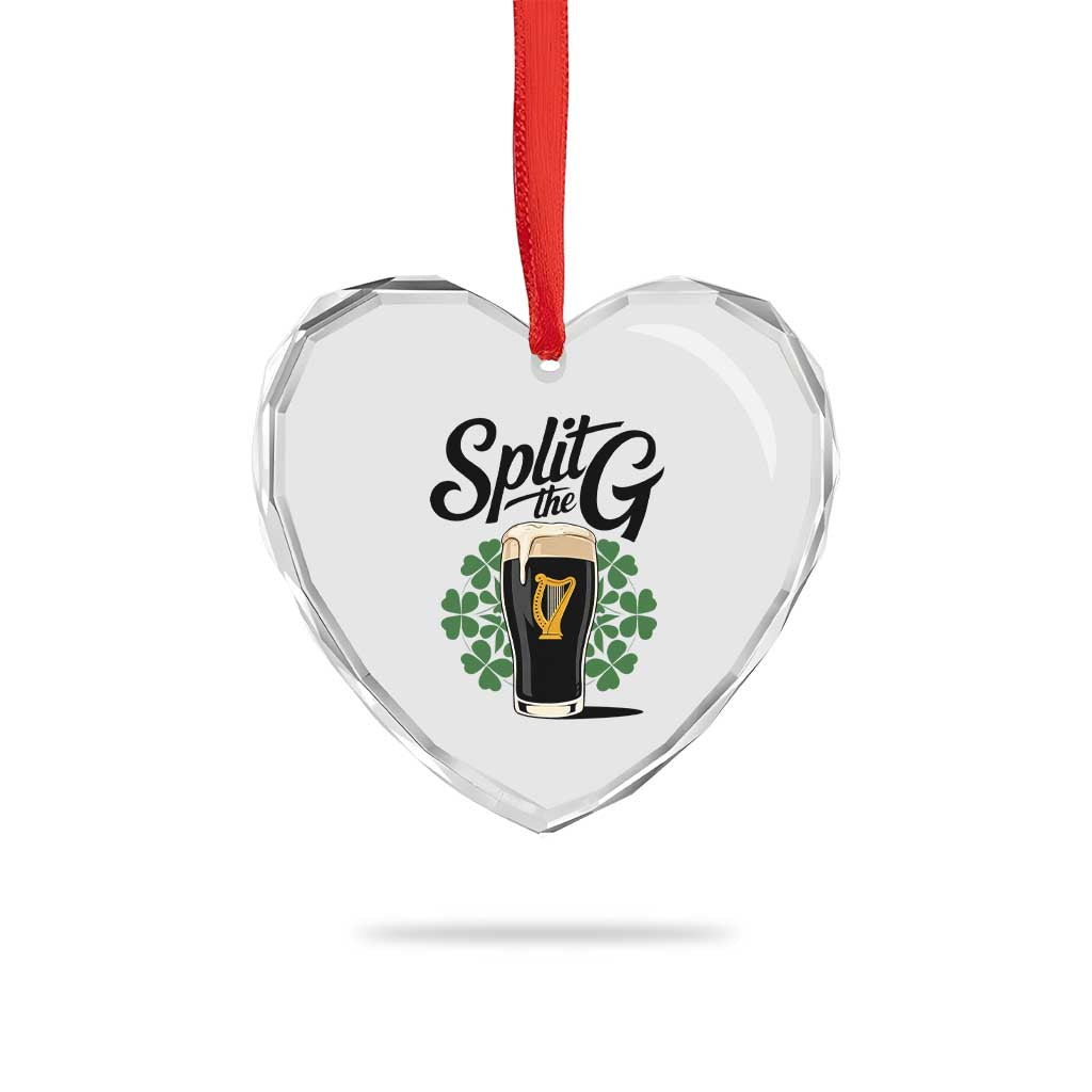Split the G Funny Irish Drinking Heart Crystal Glass Ornament St. Patrick’s Day Stout Beer Lovers Pub Crawls