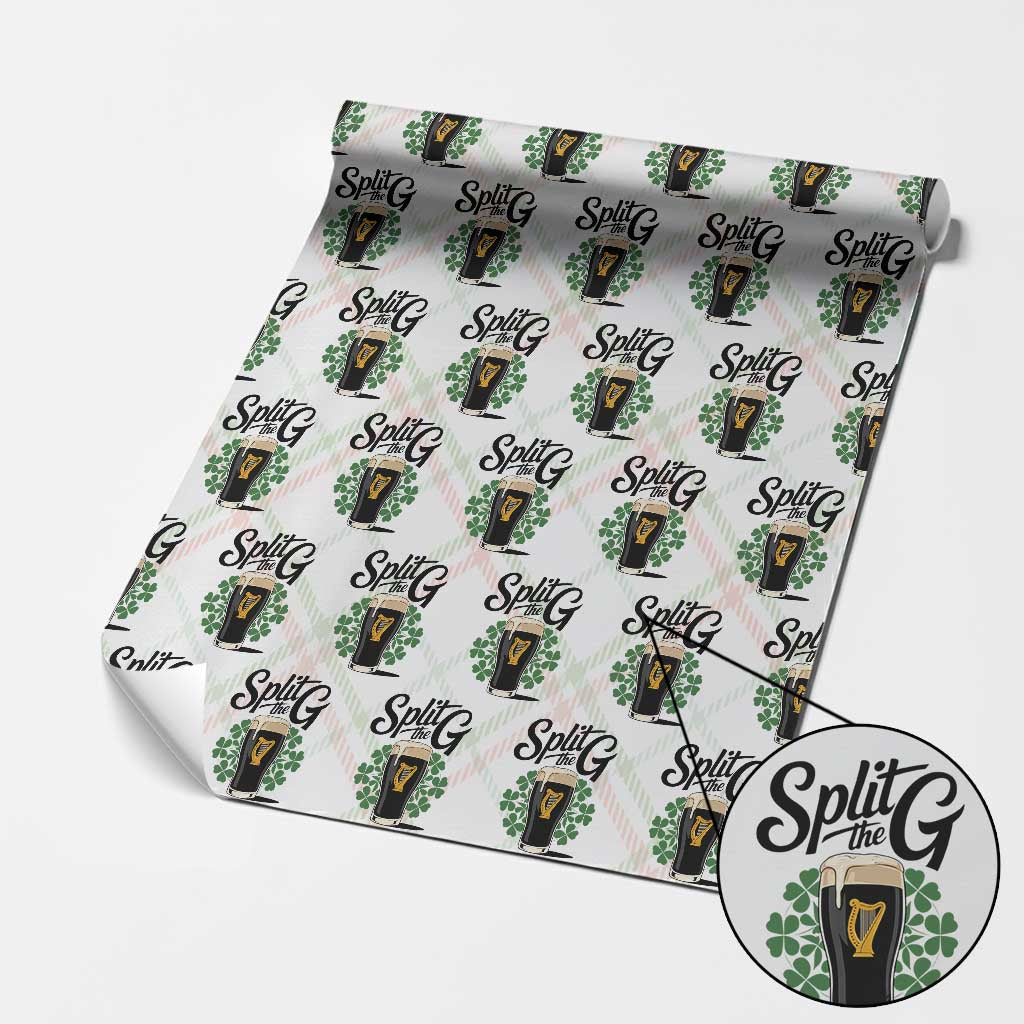 Split the G Funny Irish Drinking Wrapping Paper Roll St. Patrick’s Day Stout Beer Lovers Pub Crawls