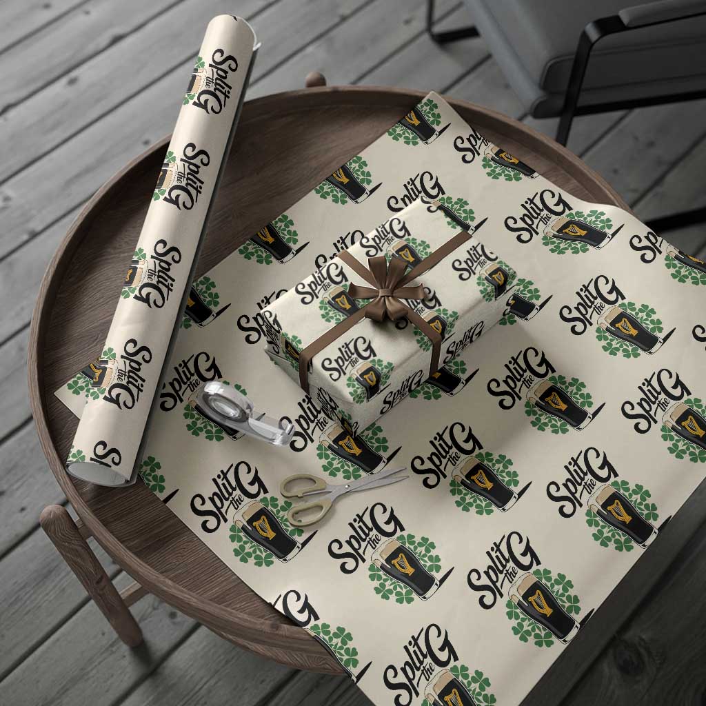 Split the G Funny Irish Drinking Wrapping Paper Roll St. Patrick’s Day Stout Beer Lovers Pub Crawls