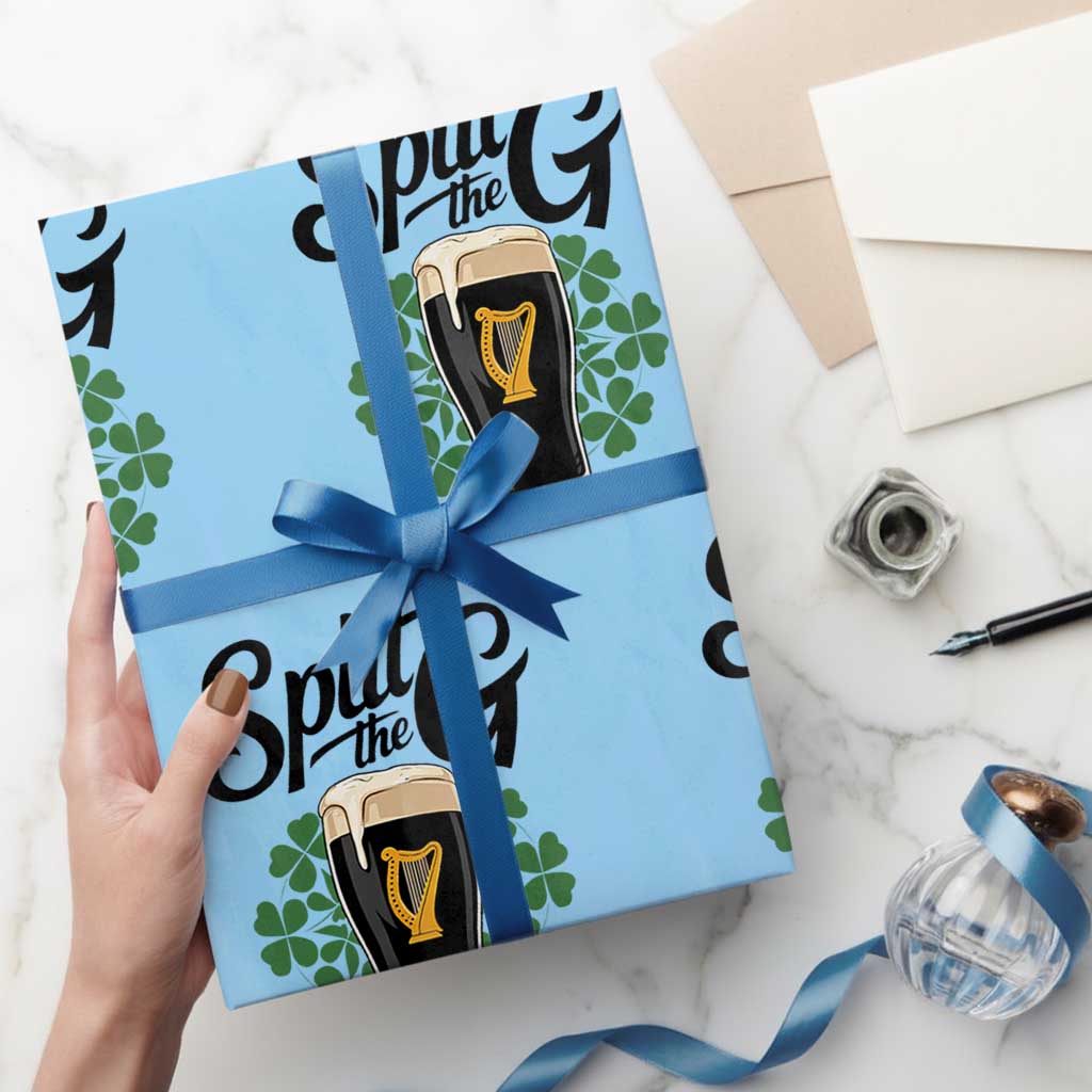 Split the G Funny Irish Drinking Wrapping Paper Roll St. Patrick’s Day Stout Beer Lovers Pub Crawls