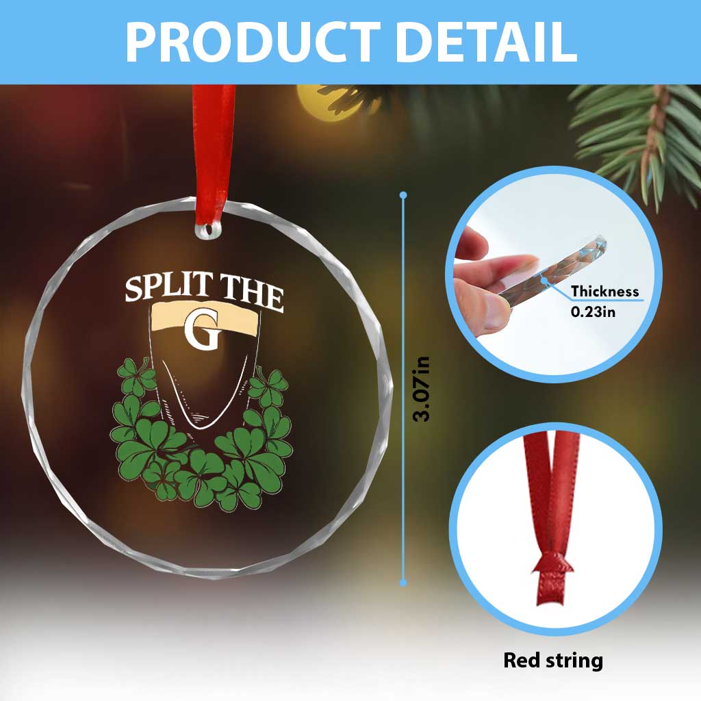 Split the G Funny Irish Stout Beer Drinking Game Crystal Glass Ornament St. Patrick’s Day Shamrocks Pub Crawl Crew