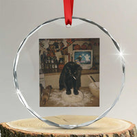 Spooky Biscuits Bakery Crystal Glass Ornament Funny Black Cat Halloween Gift